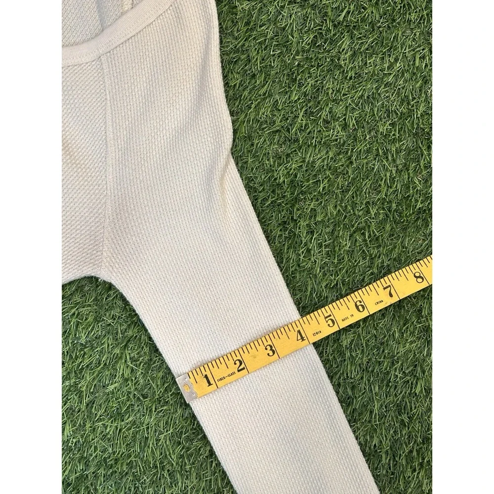 Free People Newbie Thermal Alpine Henley Top Women Medium Cuffs‎ Cream Cozy